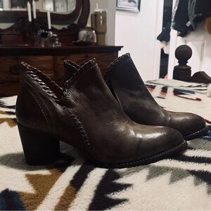 BED|STU Gray/Brown Leather Ankle Booties